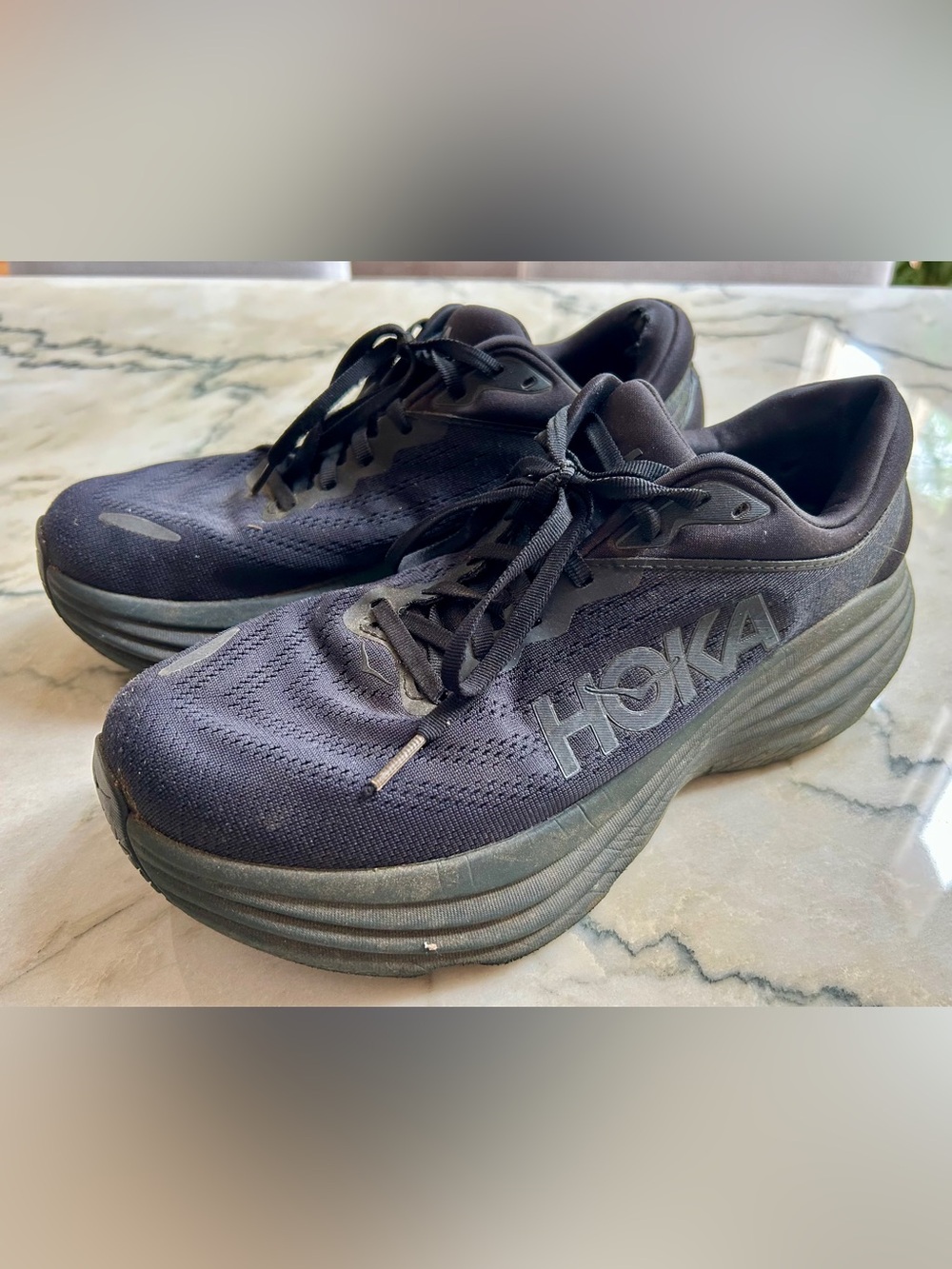 HOKA Black Platform Running Shoes- Bondi 8, size 9.5